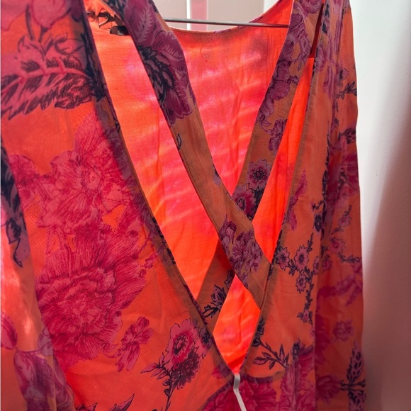 Free People Clementine Floral Maxi Dress Size 12 NWT Peach Pink Boho Open Back - Picture 4 of 6